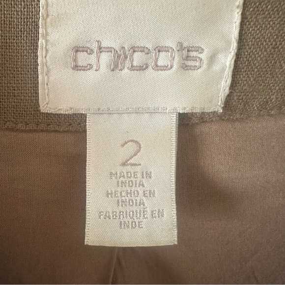 Chico’s Womens Jacket size L Beaded Boho Embroidered Cotton Khaki - Picture 7 of 12